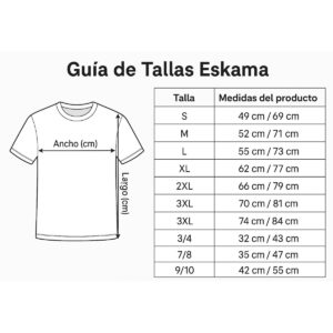 guia de tallas de las camisetas valencianas Eskama