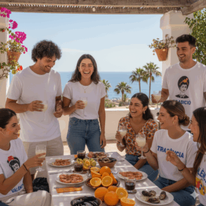 Personas llevando camisetas valencianas